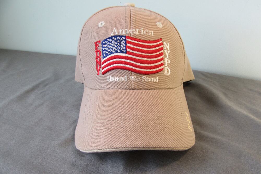 FDNY NYPD America United We Stand Baseball Truckers Hat Beige